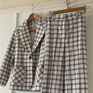Small two piece plaid set, vintage, few stains, no rips or tears, wide leg